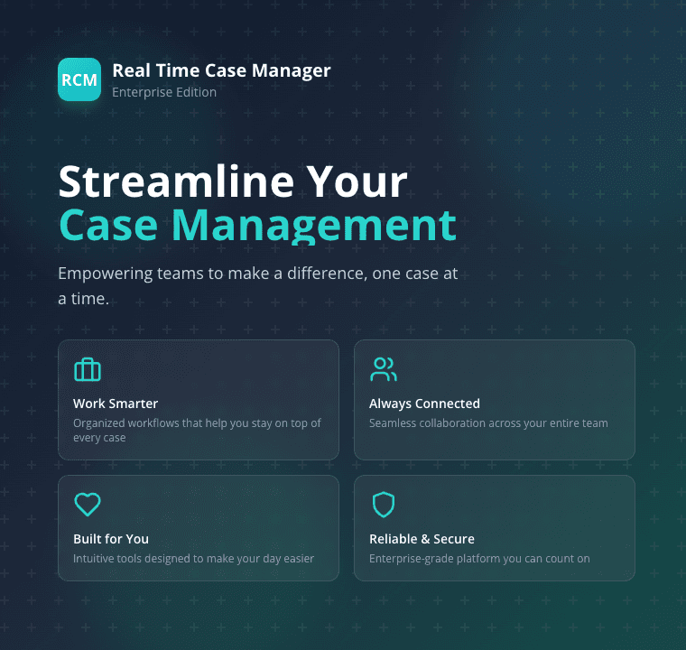 Real Time Case Manager website screenshot